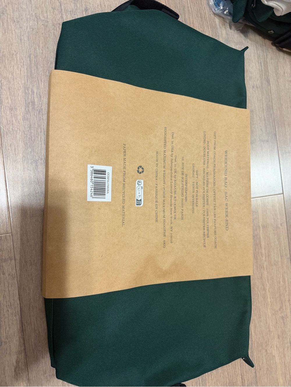 Coach Green Duffel with Black Straps - Picture 5 of 5